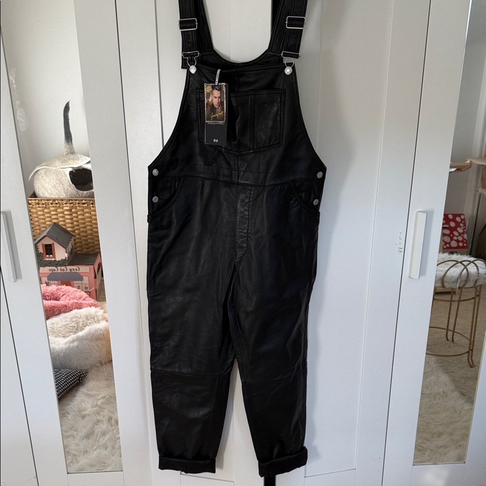Moschino Black Leather Jumpsuit